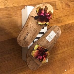 Schutz sandals! Super cute and comfortable.